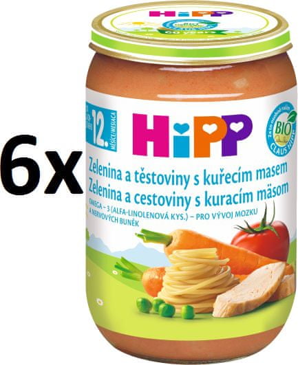 HiPP BIO Zelenina a cestoviny s kuracím mäsom - 6x220g